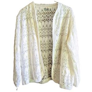 Vintage Cardigan Womens Sweater Sz S-M Vienna Lace Lightweight Delicate Japan